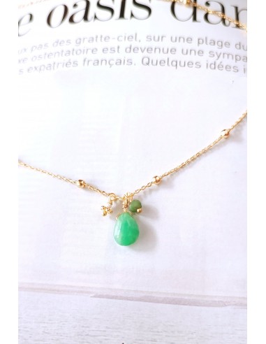 Collier Grappe Agate Verte Perle solde