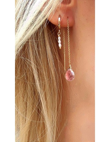 Boucles d'oreilles chaînes gouttes Quartz Strawberry meilleur choix