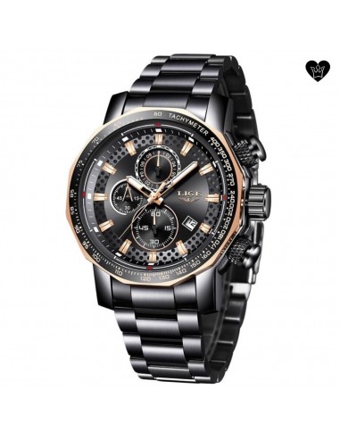 Montre Tachymètre Chronographe Luxe en Acier - Homme basket pas cher