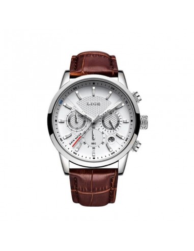 LIGE Chrono Markus - Montre Homme Sport Bracelet Cuir Marron votre