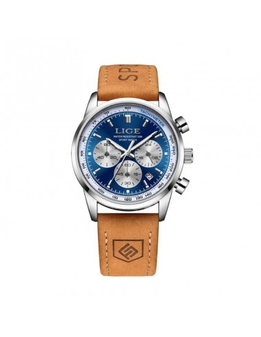 LIGE Sport Chrono - Reloj deportivo Allure para hombre con correa de piel pas cher