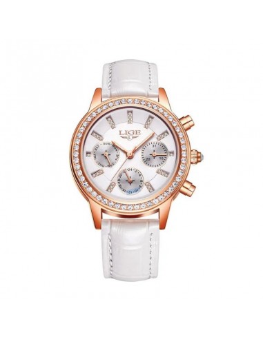 LIGE Diana Cristal - Montre Femme Brillant Cuir Blanc prix