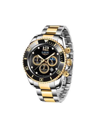 Sport Chronograph Watch with Gold and Silver Steel Bracelet - Men de pas cher