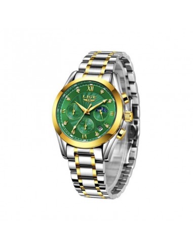 Rebecca Moon Phase Green and Gold Steel Watch - Women de votre