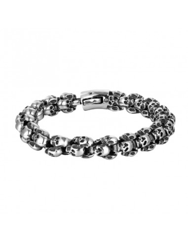 Men's Steel Skull Biker Bracelet prix