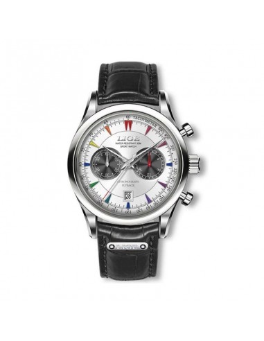 LIGE Chrono Flyback - Reloj Casual para Hombre con Correa de Piel Negra chez Cornerstreet bien 