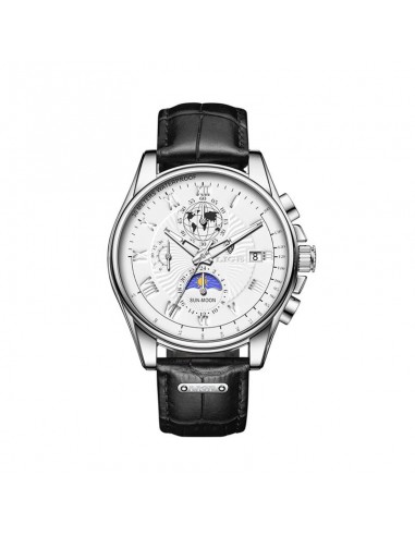 LIGE Urban Chrono - Montre Homme Chronographe Business Cuir Noir des créatures d'habitude