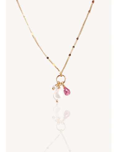 Collier Grappe Tourmaline Rose pas chere